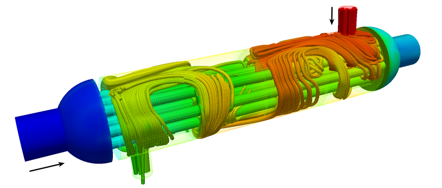 The heat exchanger with streamlines